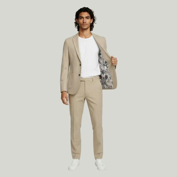 Harry Brown London Adam Wool Tweed Two Piece Suit in Ecru