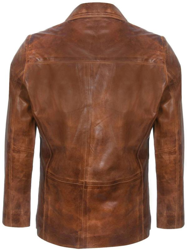 Infinity Leather Mens Tan Leather Blazer Jacket-Santiago
