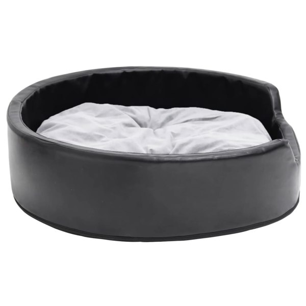 Berkfield Dog Bed Black and Grey 79x70x19 cm Plush and Faux Leather