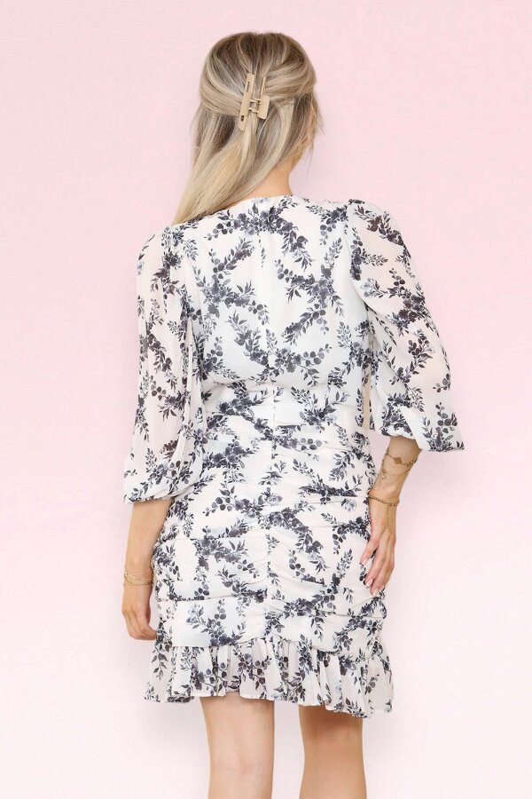 Elaina Fashion Women's V-Neck Floral Mini Swing Dress