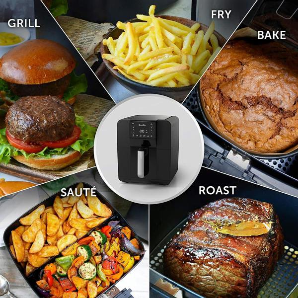 Dyzi Halo Digital 5.5L Air Fryer Oven Fry Bake Roast Grill Black