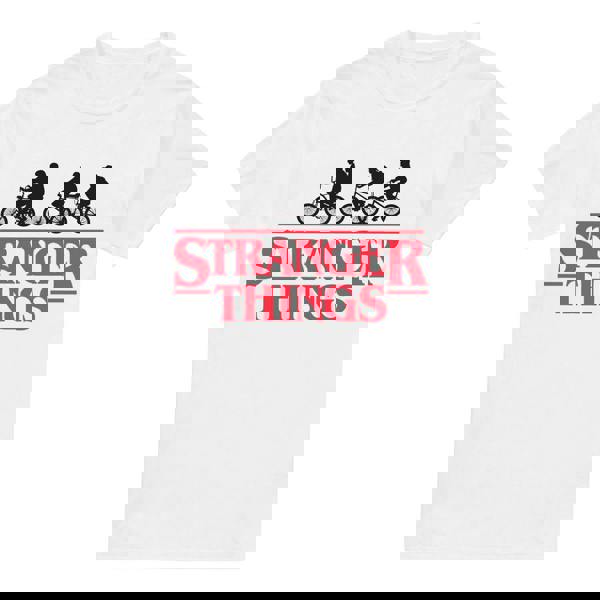 Stranger Things Mens Silhouette Bike Logo T-Shirt - White