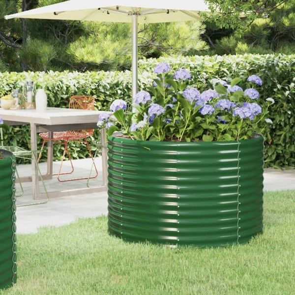 Berkfield Garden Raised Bed Powder-coated Steel 100x100x68 cm Green