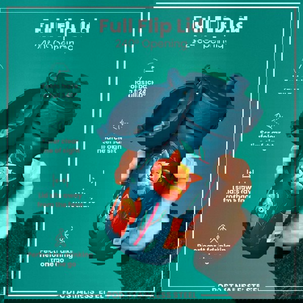 ION8 Leak Proof Kids Water Bottle, Stainless Steel, Red Pandas, 400ml (13oz)