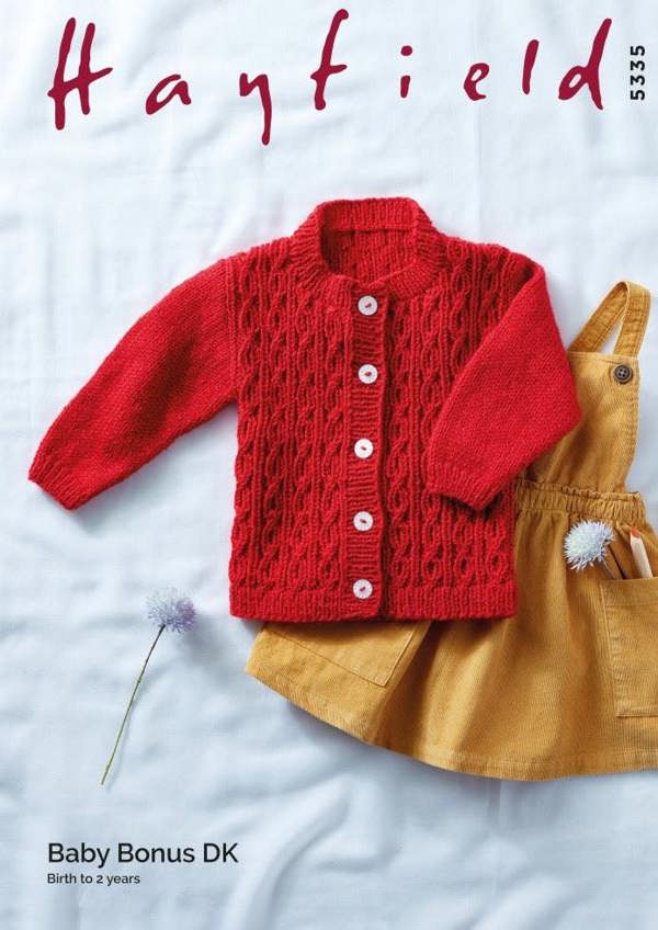 Hayfield Baby Bonus DK Knitting Pattern 5335, Cardigans for Baby, 0 - 2 Years