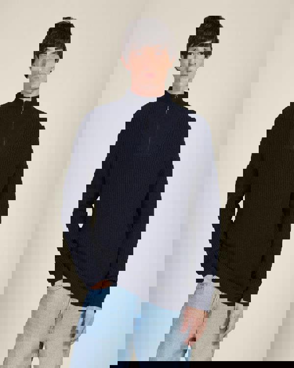 Larsson & Co Rib Panel Knitted 1/4 Zip Sweater