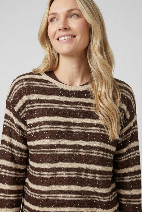 Izabel London Striped Relaxed Fit Drop Shoulder Jumper