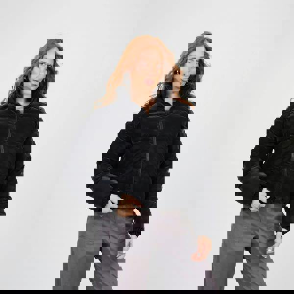 Brave Soul Black Faux Sharkskin Puffer Jacket - Black Image 1