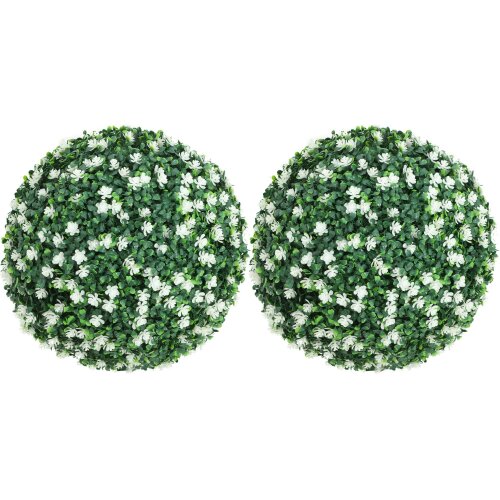 Wyld Haus Radi Set Of 2 Artificial Boxwood Ball Plants In White Finish