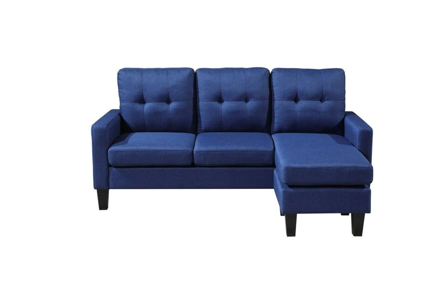 Kosy Koala Corner Sofa Fabric Sectional Sofa with Ottoman L-shaped Blue Sofa Couch Reversible 3-Seater