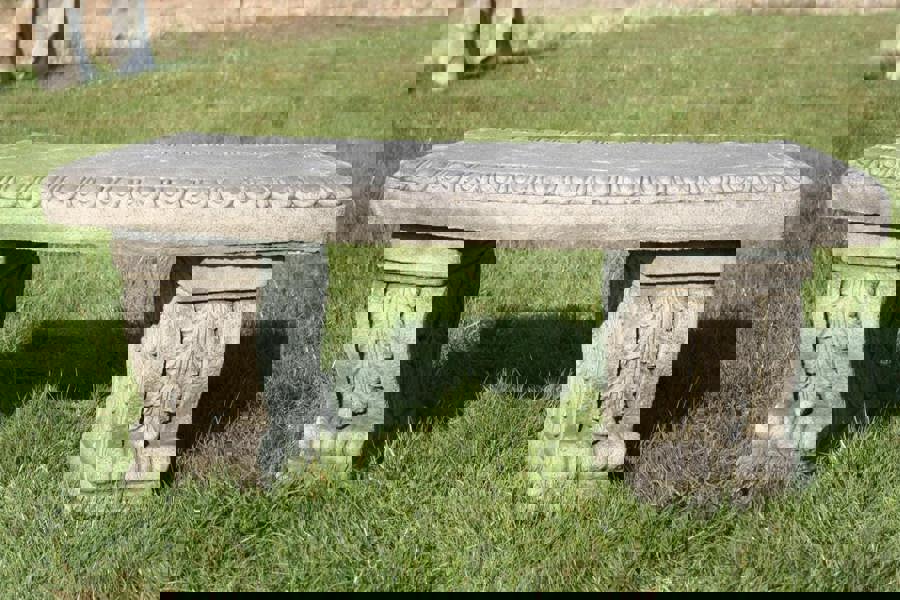 Superb Classic Stone Cast Garden Bench