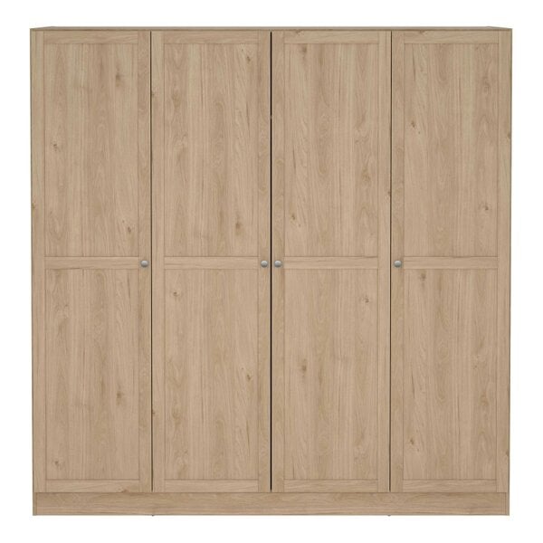Wyld Haus Cherryfern Natural Oak Wood Wardrobe 4 Frame Doors