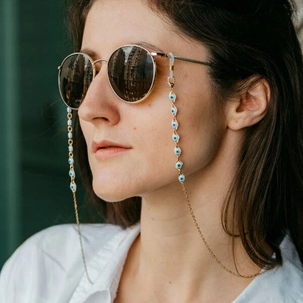 The Colourful Aura Gold Evil Eye Protection Summer Turkish Reading Eyeglass Chain Lanyard