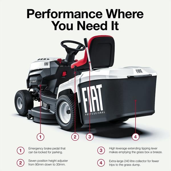 Fiat Veloce FV98HP Ride-on Petrol Garden Tractor Mower