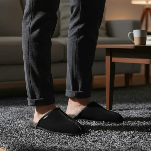 Infinity Leather Highland - Men's Genuine Sheepskin Suede Mule Slippers