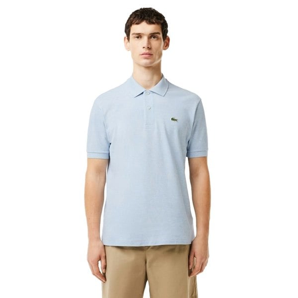 Lacoste Mens Heathered Cotton Pique Polo Shirt - Light Blue