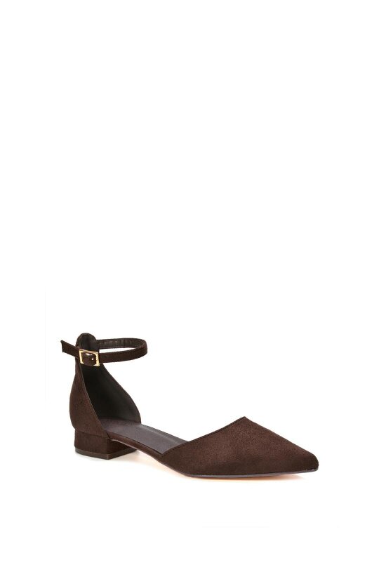 XY LONDON Low Heel Flat Pointed Toe Ankle Strap Court Shoes