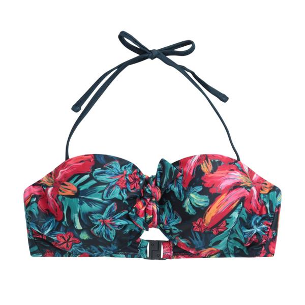Animal Womens/Ladies Floral Front Tie Bikini Top - Red/Blue - 
