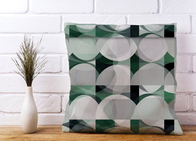 Warren Reed Geometric Grey Green Cushions