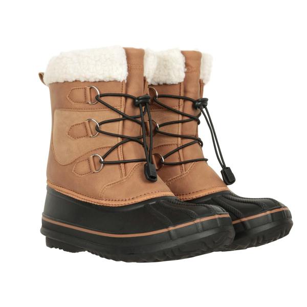 Mountain Warehouse Childrens/Kids Adaptive Lace Up Snow Boots - Tan - 
