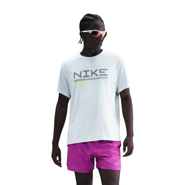 Nike Mens Miler Crew Neck Short-Sleeved T-Shirt - Platinum - 