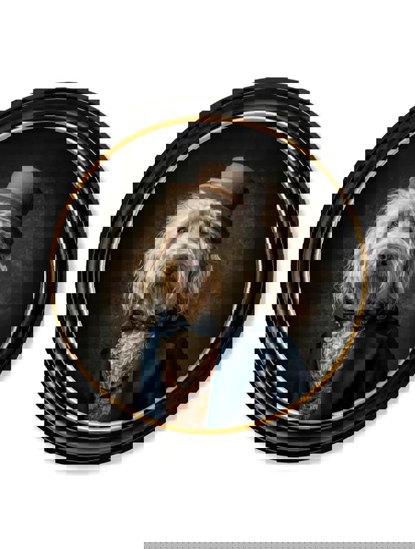 Exceptional Art Sir Wooliam - Gentleman Old English Sheepdog Oxford round frame