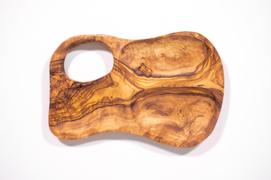 Verano Spanish Ceramics Olive Wood - Snack Dish 3 Sectioned Inverted Handle (Various Shapes)