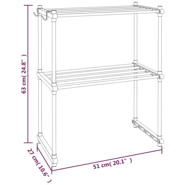 Berkfield Microwave Shelf White 51x27x63 cm Aluminium