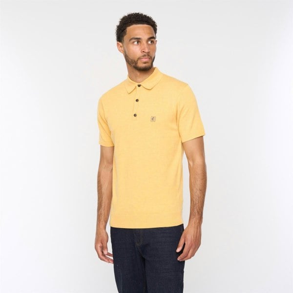 Gabicci V54GK04 Mens Jackson Short Sleeve Plain Knitted Polo Gabicci Vintage - PINEAPPLE
