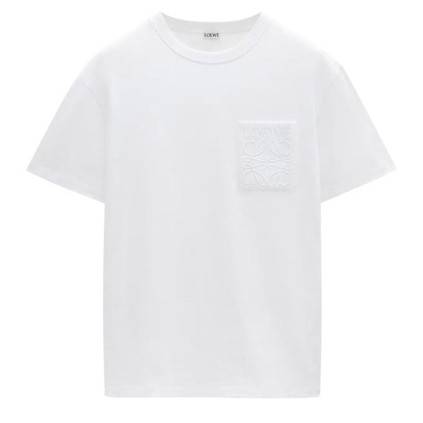 Loewe Tonal Logo Relaxed Fit White Pocket T-Shirt