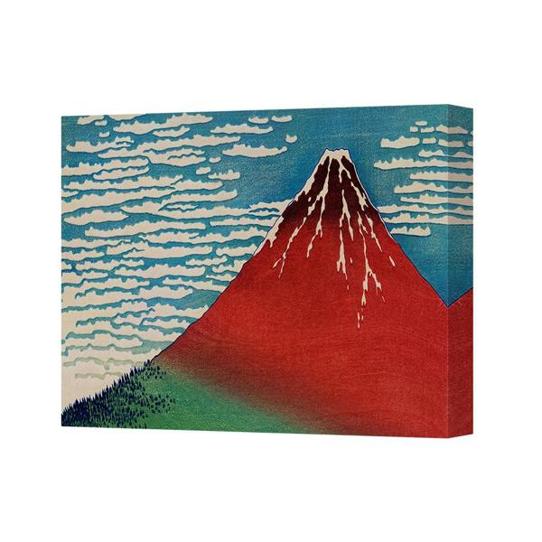 Benjamin Tate Design Fuji Inspired Mountain Canvas Print With Red Summit And Blue Sky