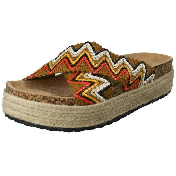 Spot On Ladies Spot On Platform Cross Over Strap Mule