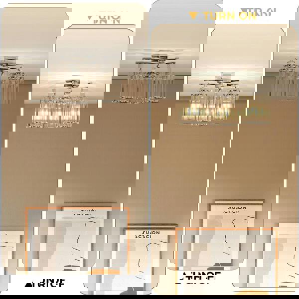 Emitto Crystal Ceiling Light 3 Light Semi Flush Mount Lamp E27 Chandelier Chrome