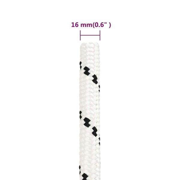 Berkfield Braided Boat Rope White 16 mmx50 m Polyester