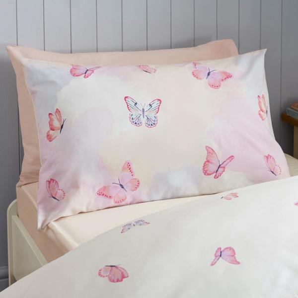 Catherine Lansfield Ombre Butterflies Reversible Duvet Cover Set Pink