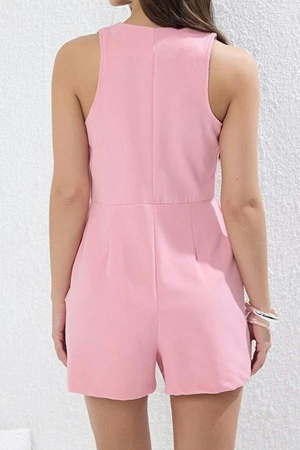 WOVCOR Wide Leg Buttoned Mini Woven Playsuit