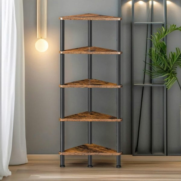 Rafaelo Mobilia 5 Tier Corner Shelf Brown