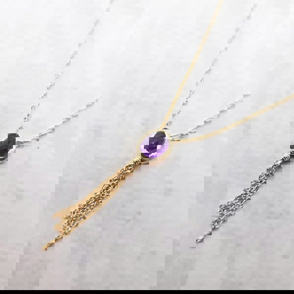 18ct Gold Vermeil Plated Oval Amethyst Necklace