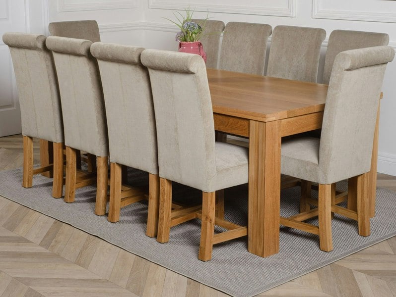 That's Furniture Dakota Extra Large Oak Dining Table with Washington Fabric Chairs