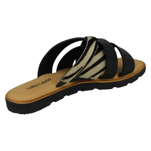 Leather Collection Ladies Leather Collection Zebra Print Mules F00351
