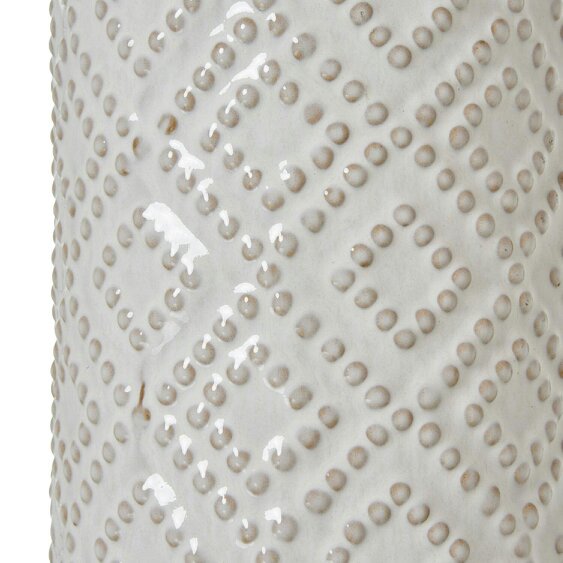 Wyld Haus Lautrec White Geometric Dots Ceramic Lamp With Cream Linen Shade