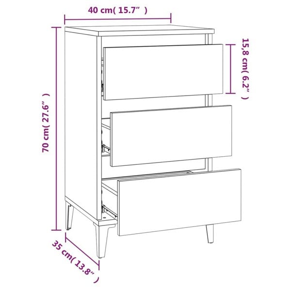 Berkfield Bedside Cabinet Concrete Grey 40x35x70 cm Engineered Wood
