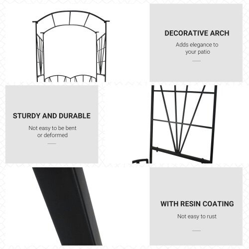 Wyld Haus Sovemo Metal Black 2 Seater Garden Bench With Arch Back For Climbing Plants