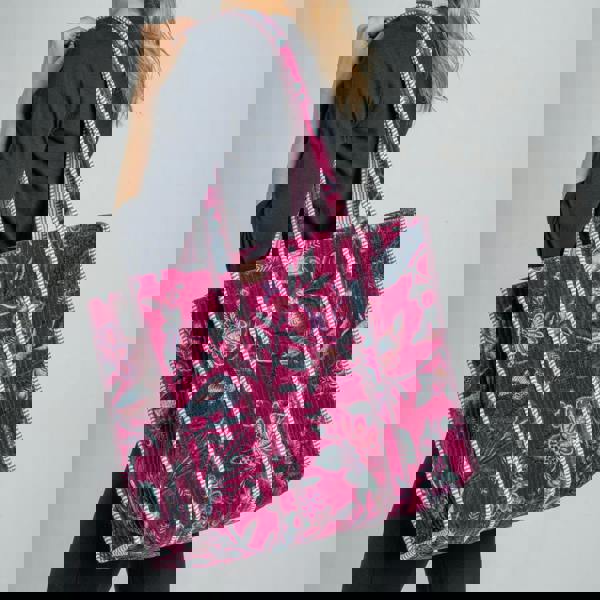 Earth Squared XL Printed Floral Velvet Tote Bag – 100% Cotton