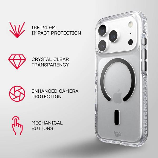 Tech21 Evo Crystal Case with MagSafe for iPhone 17/18 Pro 6.3" Clear Black - T21-11640