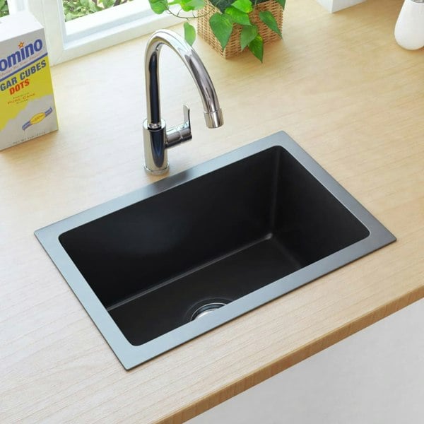 Berkfield Handmade Kitchen Sink Black Stainless Steel