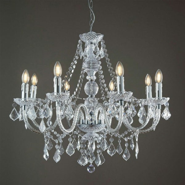 Ceiling Chandelier Pendant Light CHROME 8x Bulb Vintage Feature Lamp Holder Loops