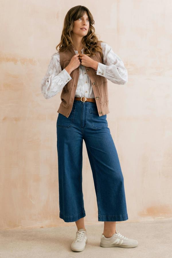Lily & Me Poplar Cotton Jacquard Blouse Mocha