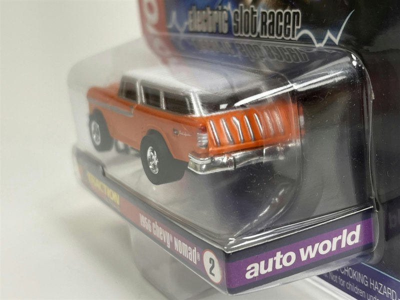 Auto World Slot Cars 1956 Chevy Nomad Orange X Traction Flame Throwers HO Scale SC366-2