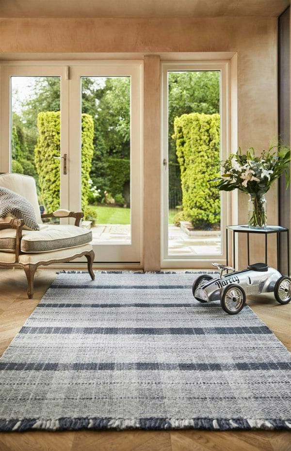 Highland Navy Checkered Rug | Sustainable Decor | The Rugs